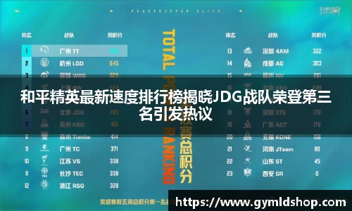 和平精英最新速度排行榜揭晓JDG战队荣登第三名引发热议